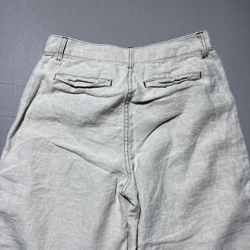 Madewell Wide Leg Pants Womens 2 Ivory 100% Linen High Rise Cropped Pockets - Picture 3 of 15
